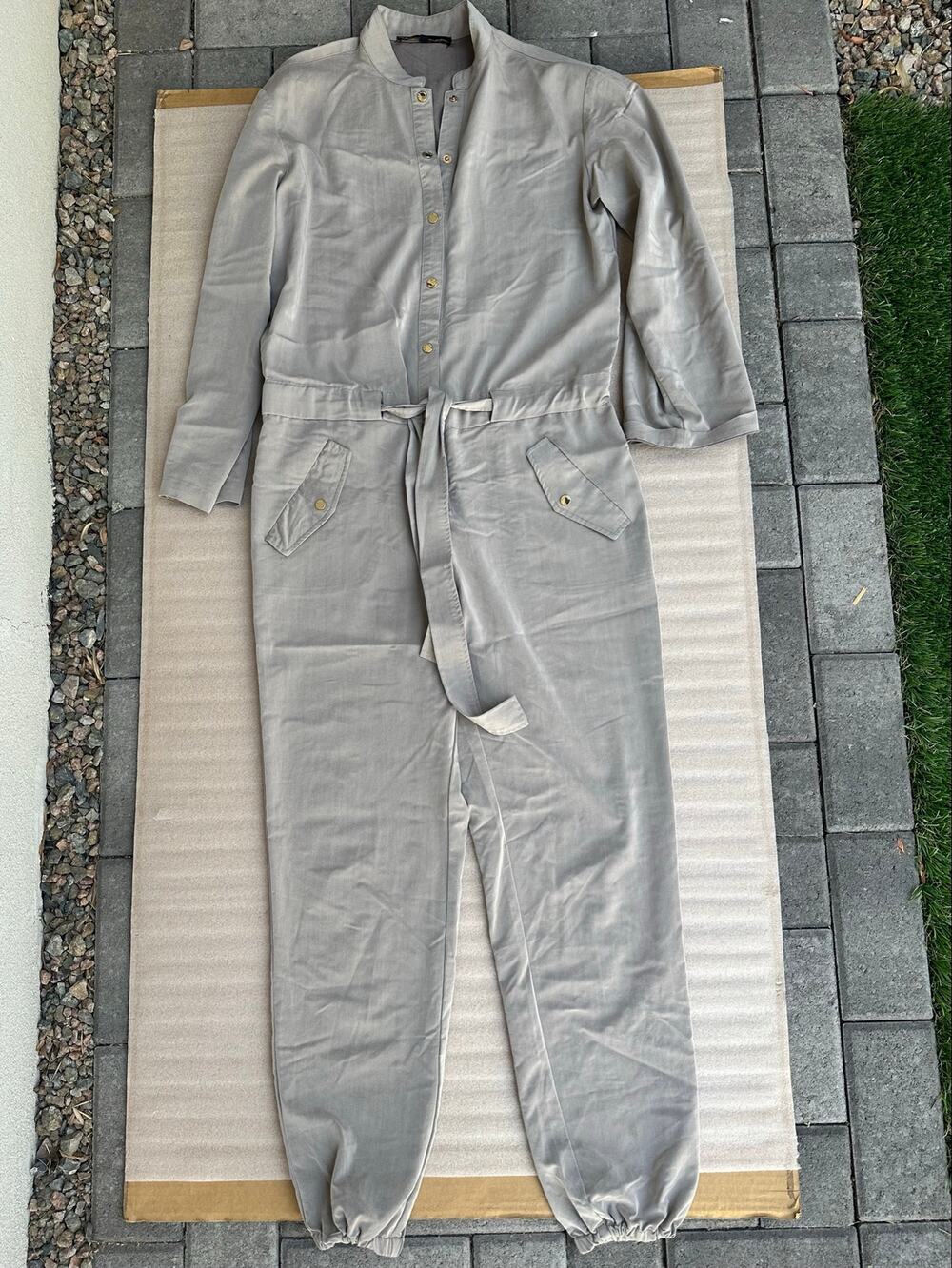 Love Republic Taupe Utility Jumpsuit Belted Jogger Leg Size 42